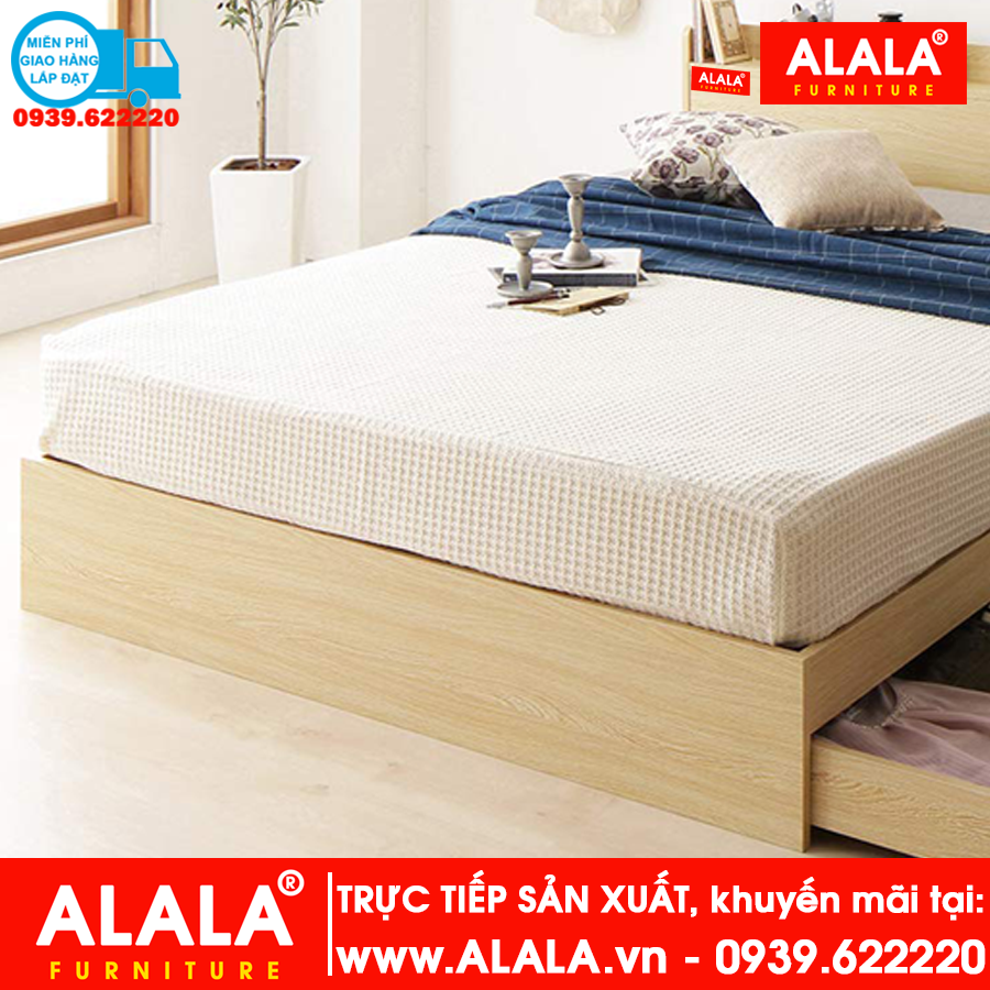 Giường ngủ ALALA01 (1m4x2m) gỗ HMR chống nước - www.ALALA.vn® - Za.lo: 0939.622220