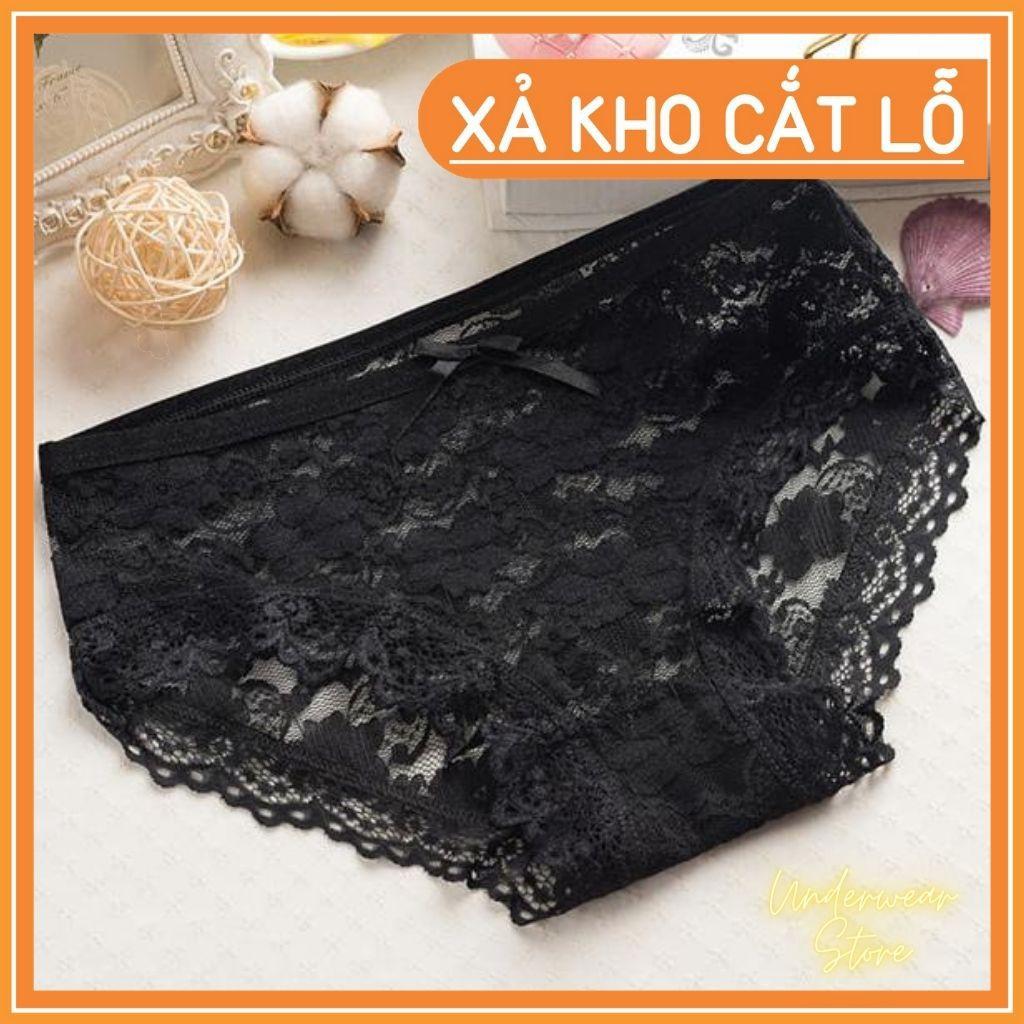 Sét 10 Quần Lót Nữ Ren Hoa Cạp Đính Nơ Chất Mềm Mịn Thoáng Mát