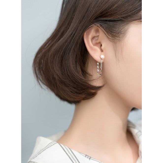 Khuyên tai bạc Ý s925 tua rua đính ngọc G4271 - AROCH Jewelry
