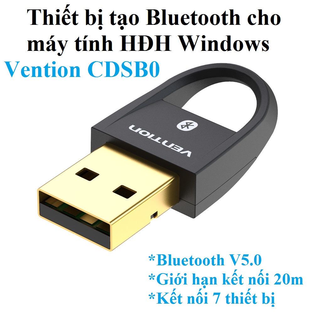 Thiết bị tạo bluetooth cho máy tính USB Bluetooth V5.0 kết nối đa thiết bị Vention CDSB0 - Hàng chính hãng