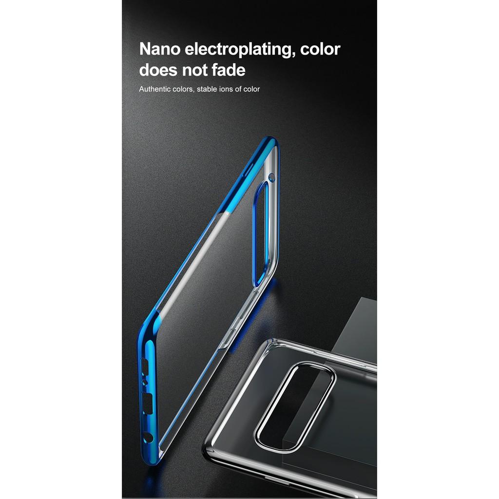 Ốp lưng cho Samsung Galaxy S10 & S10 Plus dẻo trong suốt viền màu hàng chính hãng Baseus