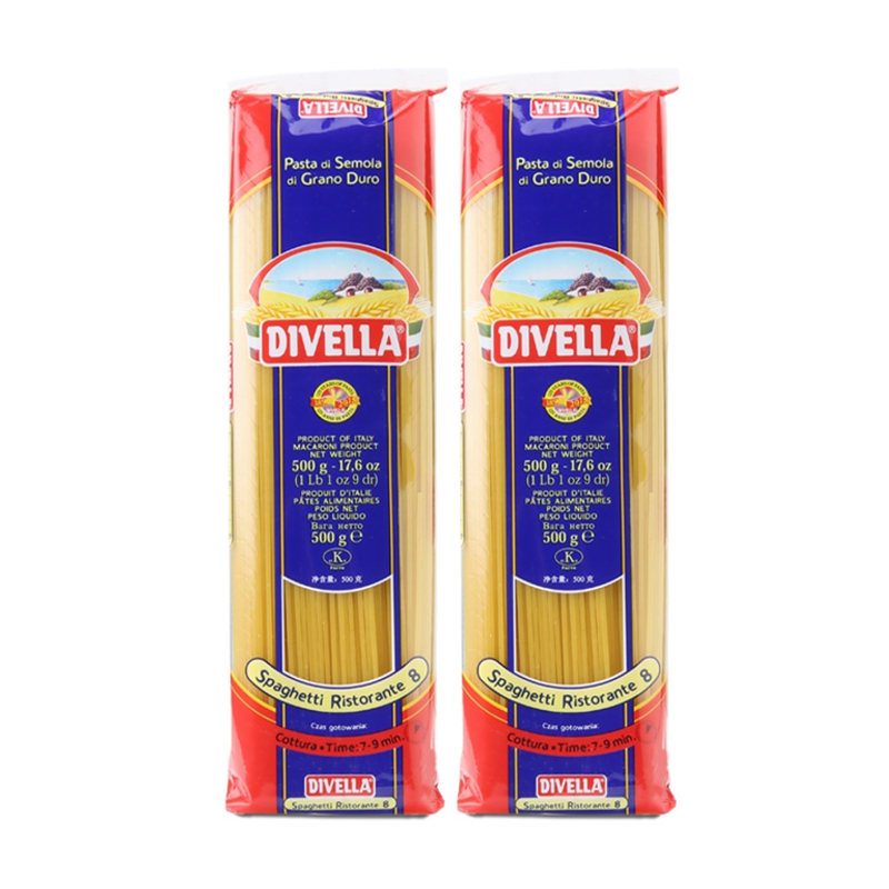 Combo 2 Mì Ý Sợi Tròn Spaghetti Divella Số 8 500gr