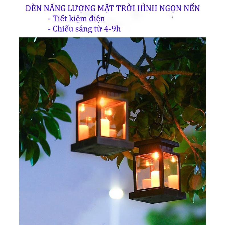 Đèn năng lượng mặt trời treo sân vườn tự động hình ngọn nến cao cấp siêu bền chịu mưa gió, tiết kiệm điện DT