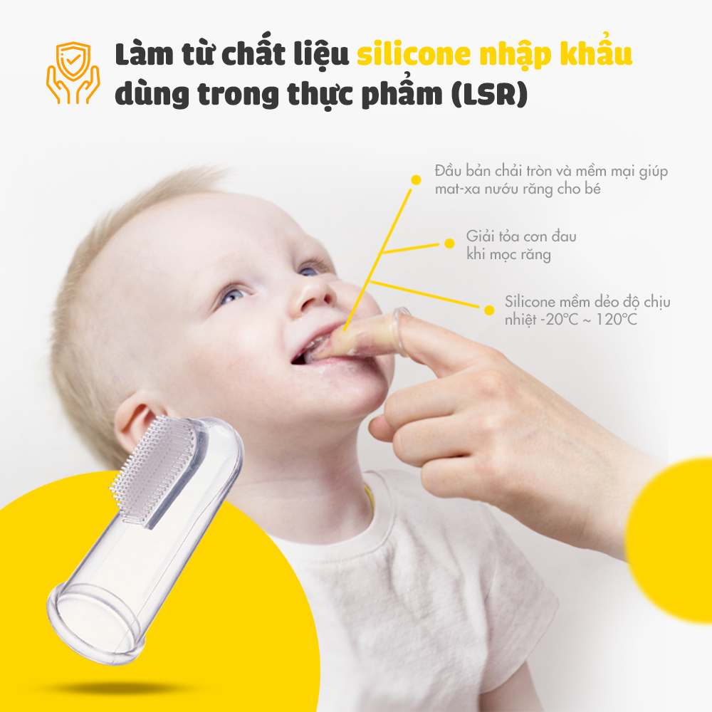 Bàn chải rơ lưỡi cho bé 6 tháng tuổi trở lên Piyo Piyo, chất liệu silicone mềm mại