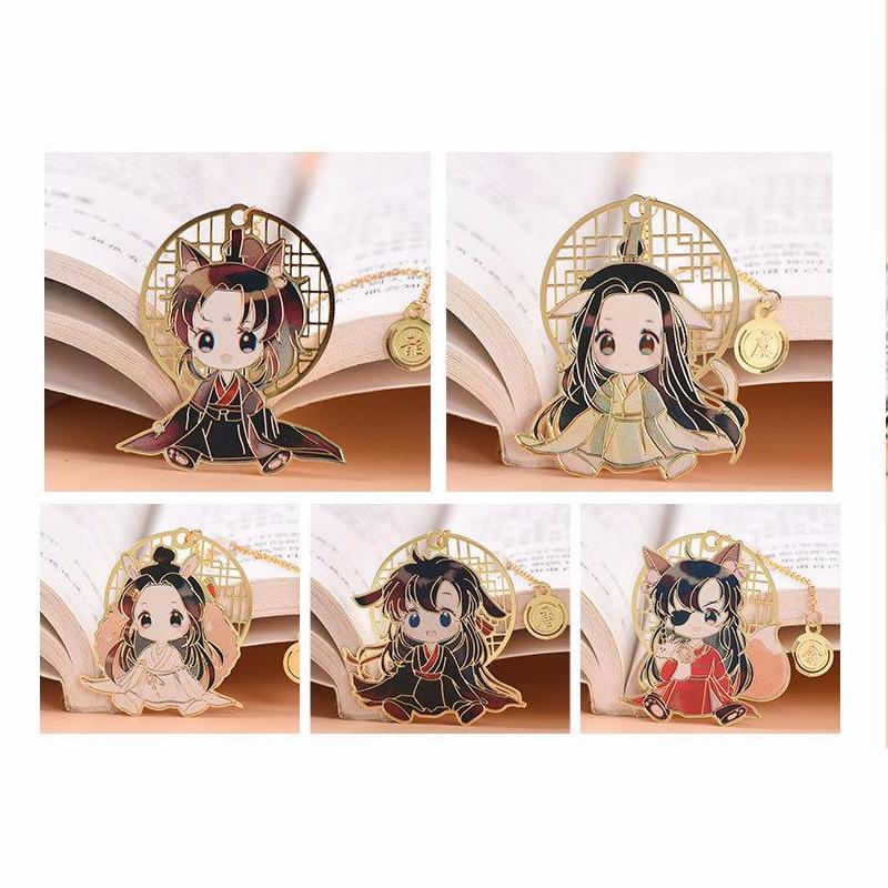 Bookmark kim loại mỏng THIÊN QUAN TỨ PHÚC MA ĐẠO TỔ SƯ HỆ THỐNG TỰ CỨU in màu anime chibi