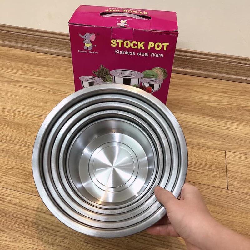 Bộ Nồi Inox 5 Món STOCK POT Không Quai Đủ Kích Cỡ Siêu Tiện Lợi Đa Năng