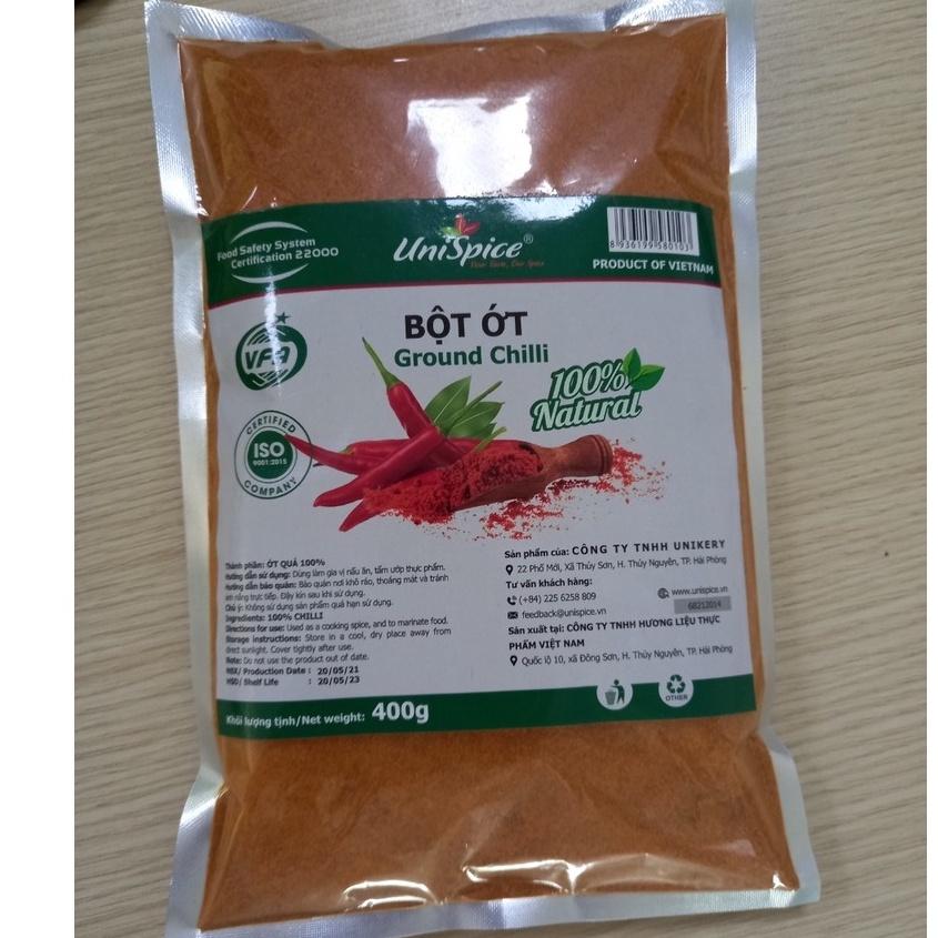 Bột ớt Unispice túi/gói 400gr- Gia vị tự nhiên/ Ớt bột nghiền siêu cay