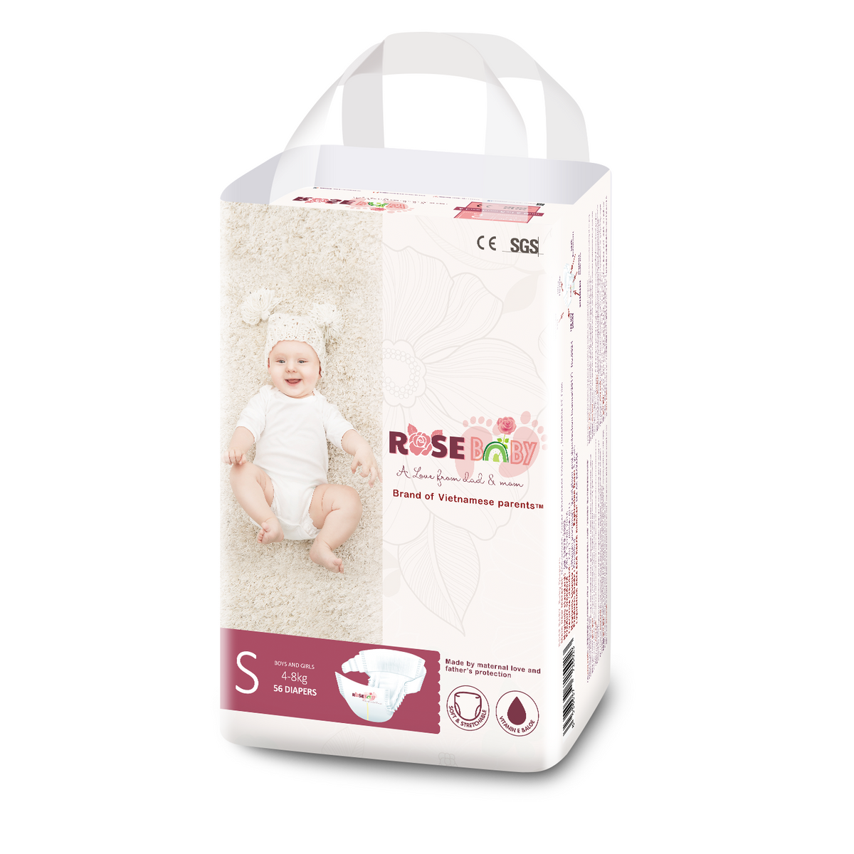 Bỉm tã dán ROSE BABY size S 56 miếng