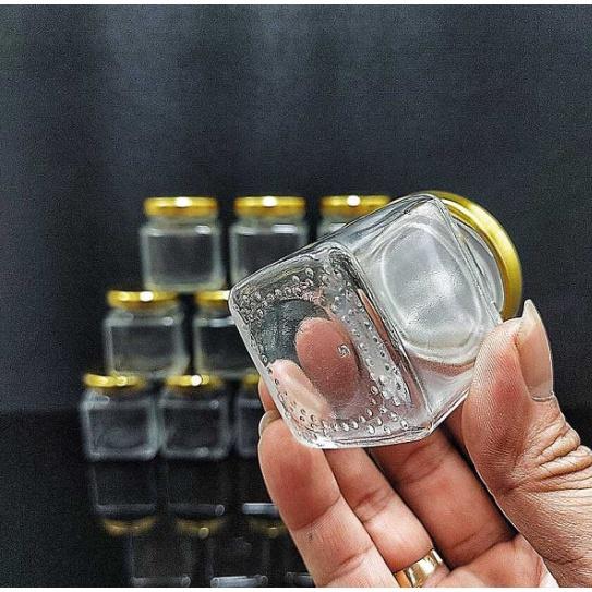 Hũ Thủy Tinh Vuông 50ML  mẫu Vuông nắp thiếc vàng – Lọ Thủy Tinh Nhỏ - Hũ đựng yến chưng, mật ong, dầu dừa
