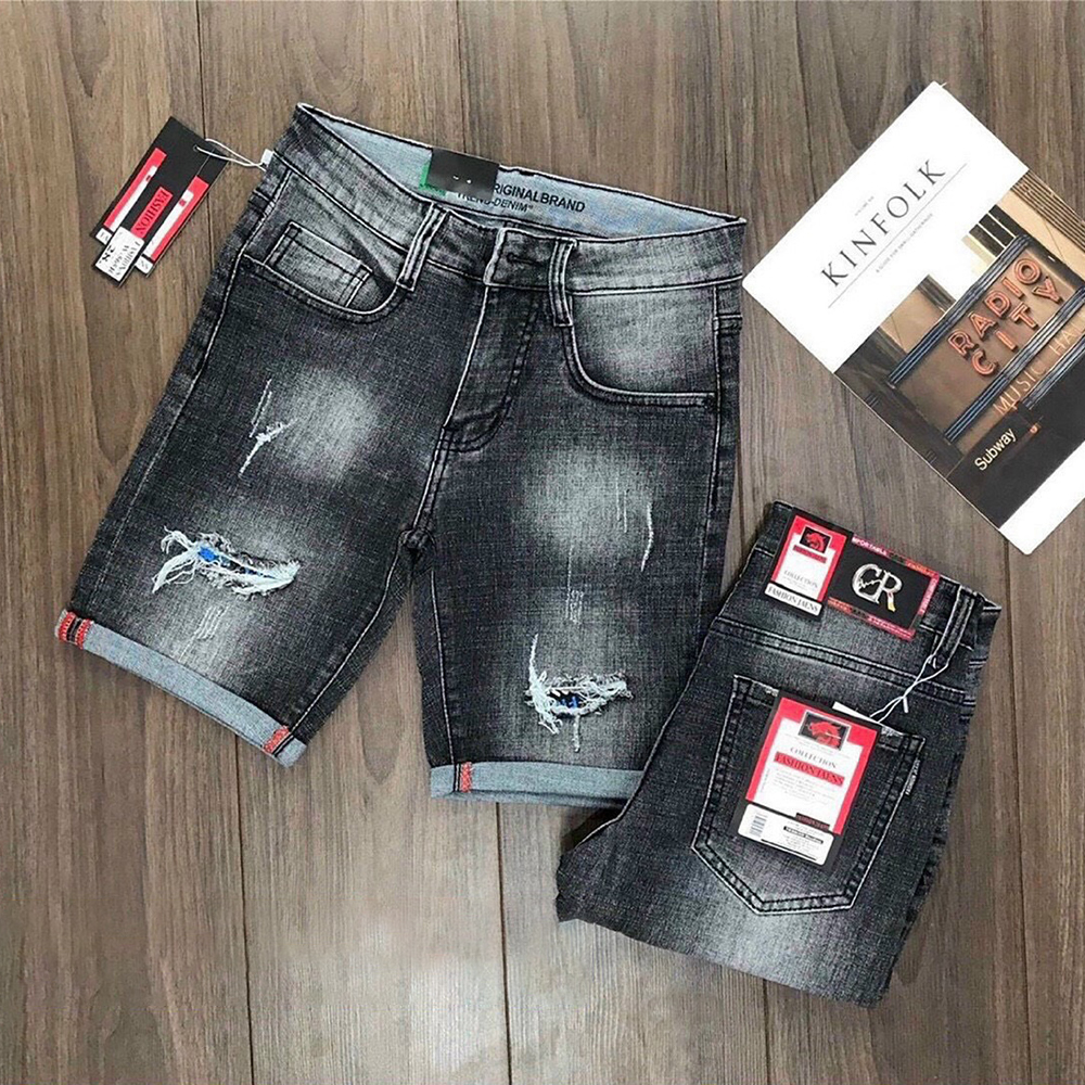 Quần Short Jean Nam co dãn kiểu dáng trẻ trung đơn giản Thương Hiệu Chandi, quần sọt mẫu mới xu hướng QSJN257