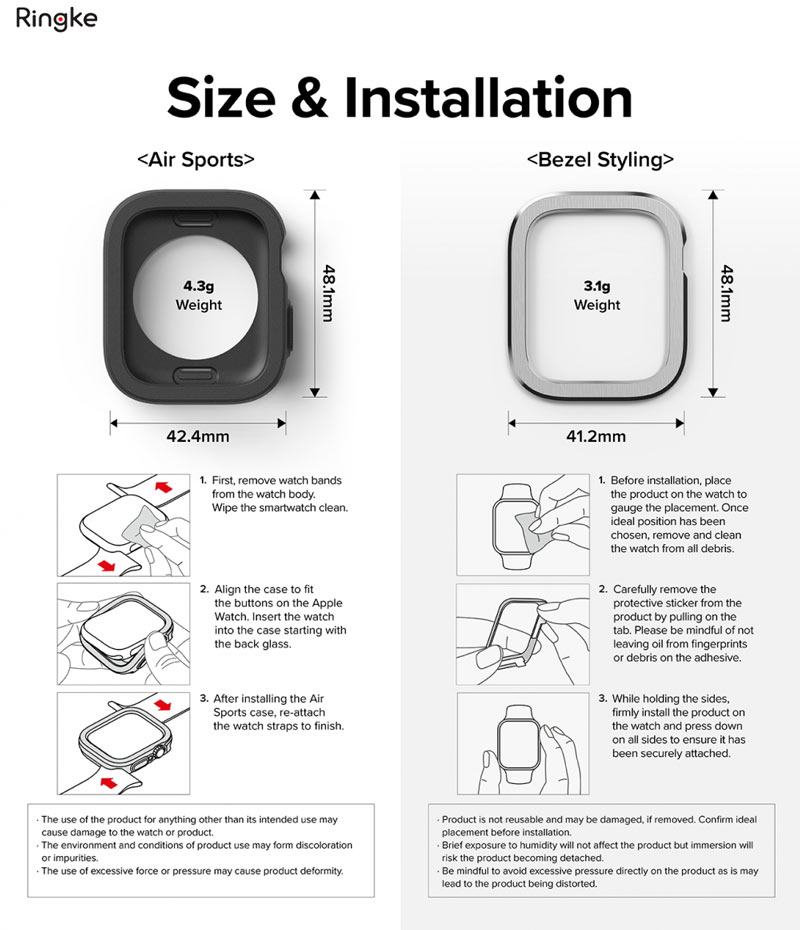 Combo Ringke Air Sports &amp; Bezel Styling dành cho Apple Watch 7 45mm/SE/6/5/4 44mm - Hàng Chính Hãng