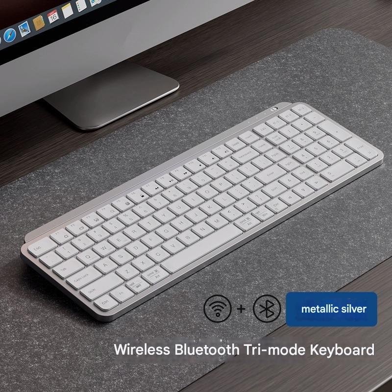 Bàn phím chuột không dây mini X107 - pin sạc - đa kết nối bluetooth 5.0 + Usb wireless 2.4G chống ồn cho pc laptop hàng nhập khẩu