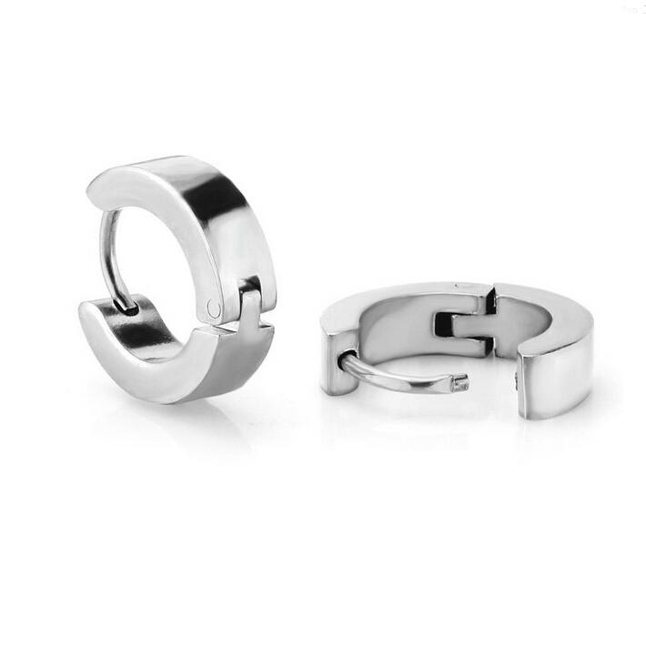 1 Pair Men Women Unisex Huggie Hoop Stud Earrings In Stainless Steel