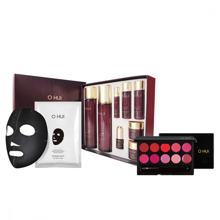 Bộ OHUI chống lão hóa toàn diện Age Recovery Special Set 340ml (New 2018) và Bảng son OHUI Rouge Real 10 Màu, 3D Mask