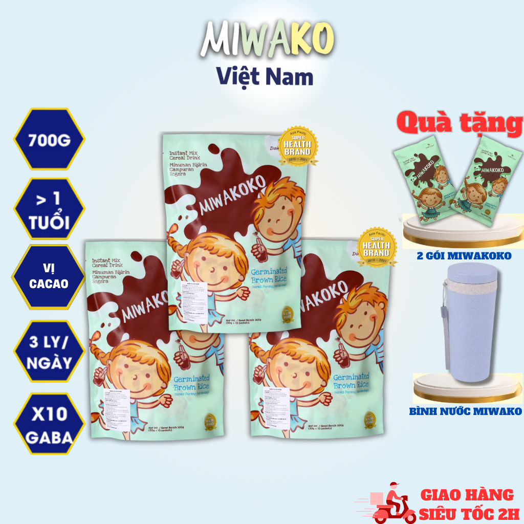 Sữa Hạt MIWAKOKO Vị Cacao Túi 300g x 3 Túi Date 30/03/2025