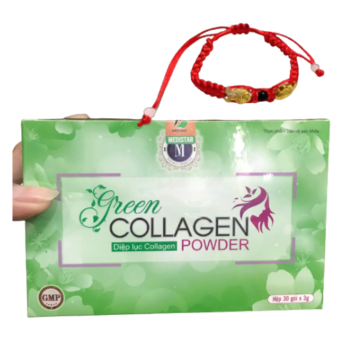 Thực Phẩm Bảo Vệ Sức Khỏe Diệp lục Collagen + Tặng kèm Vòng Phong Thủy - đẹp da, chống lão hóa, cân bằng nội tiết