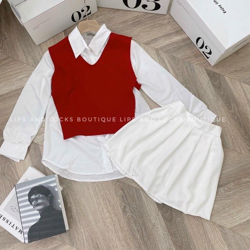 SET 3 MÓN: GILE ĐỎ + CHÂN VÁY - KÈM HÌNH THẬT