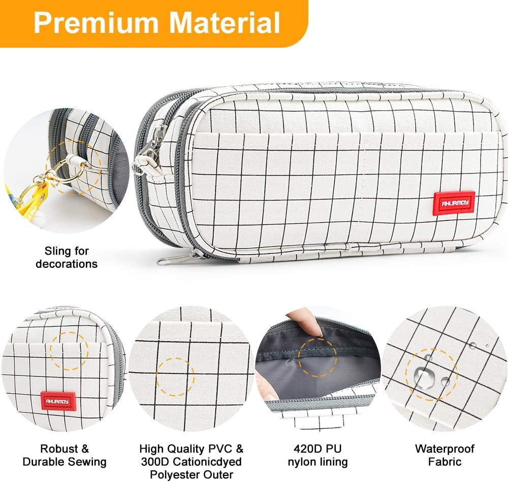 Hộp đựng bút chì công suất lớn Túi đựng bút 3 ngăn Đồ dùng học tập Sắp xếp văn phòng phẩm cho sinh viên văn phòng đại học Cô gái cậu bé Thanh thiếu niên trưởng thành Lưới đen