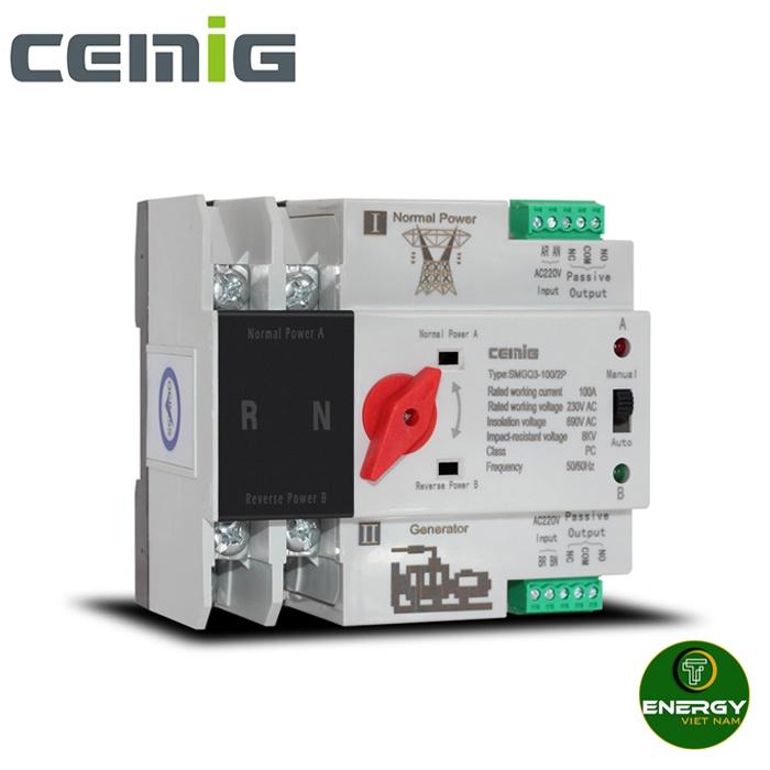 ATS Chuyển Nguồn 2P 100A Loại  AC230V Din Rail Tự Động / Bằng Tay  Từ Lưới Điện - Lưới Điện Hoặc Từ Lưới Điện - Máy Phát