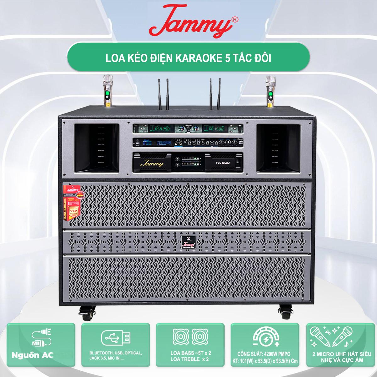 LOA ĐIỆN 5 TẤC ĐÔI JAMMY A218K6 PRO - CÔNG SUẤT 4200W - MICRO BẮT SÓNG XA 80 MÉT XUYÊN TƯỜNG - HÀNG CHÍNH HÃNG