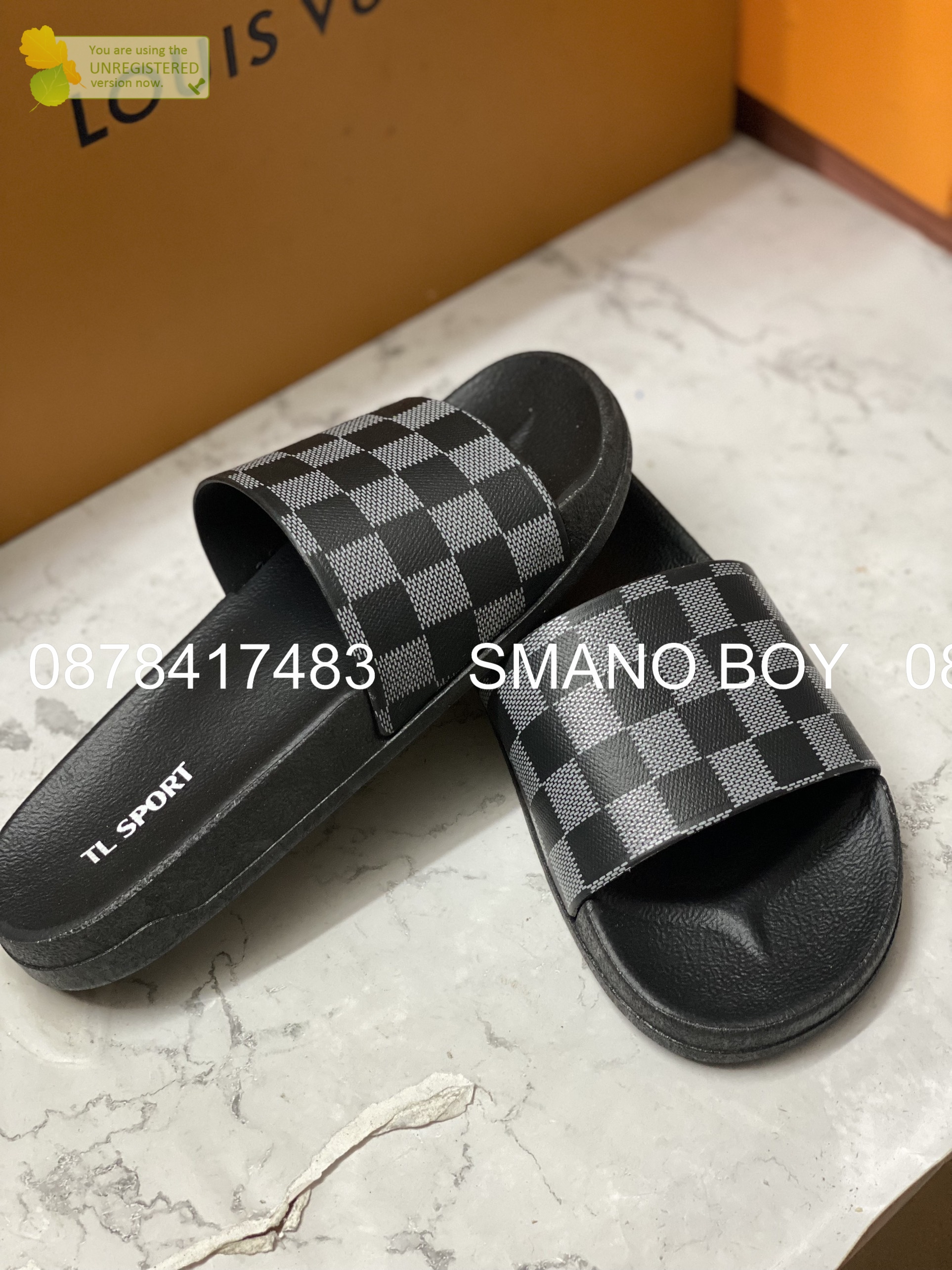 DÉP QUAI NGANG NAM NỮ UNISEX CARO ĐEN CARO NÂU SMANO HOẢ TỐC
