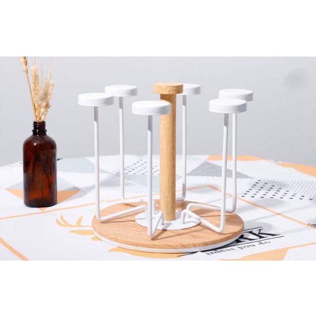 Giá úp cốc gỗ tròn sang chảnh