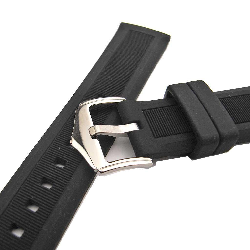 Silicone Rubber Watch Bands Waterproof Strap with Spring Bar Black 16mm