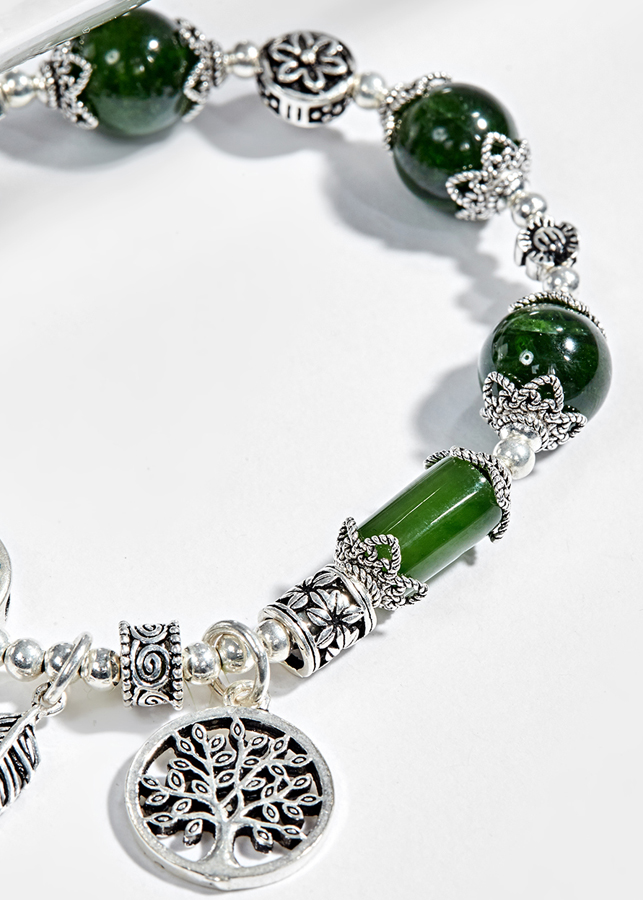 Vòng tay đá diopside phối charm bạc Ngọc Quý Gemstones