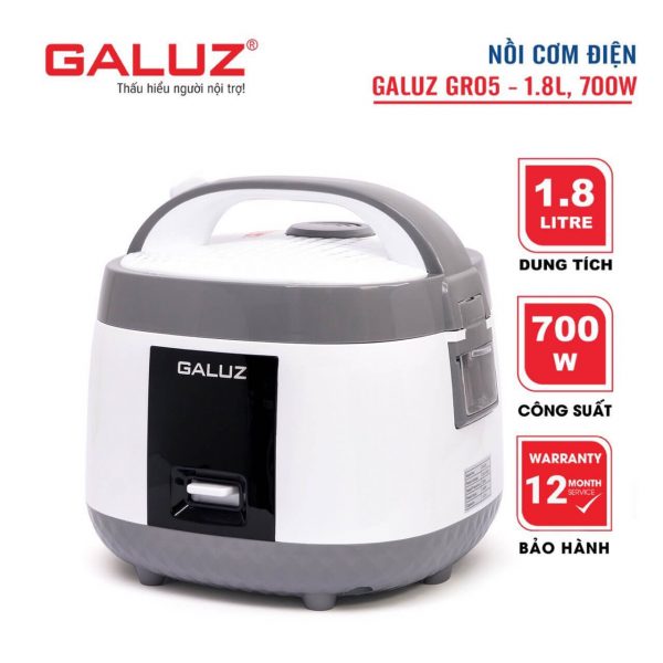 Nồi cơm điện Galuz GR 05, dung tích 1.8L, công suất 700W, nút điều khiển cơ, quai xách liền, hàng chính hãng