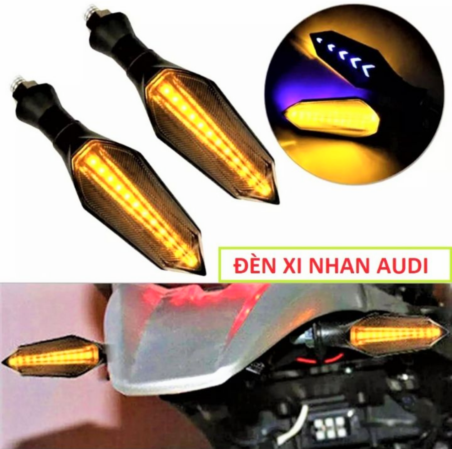 SIÊU GIÁ VỚI 2 ĐÈN XIN NHAN TÍN HIỆU CHẠY AUDI CHO XE MÁY MẪU MỚI CỰC CHẤT