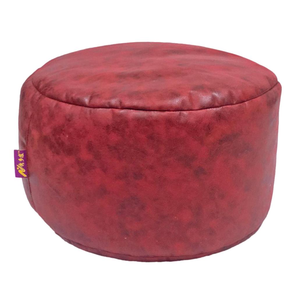 Brown Round Ottoman Pouf Cover Footstool Slipcover