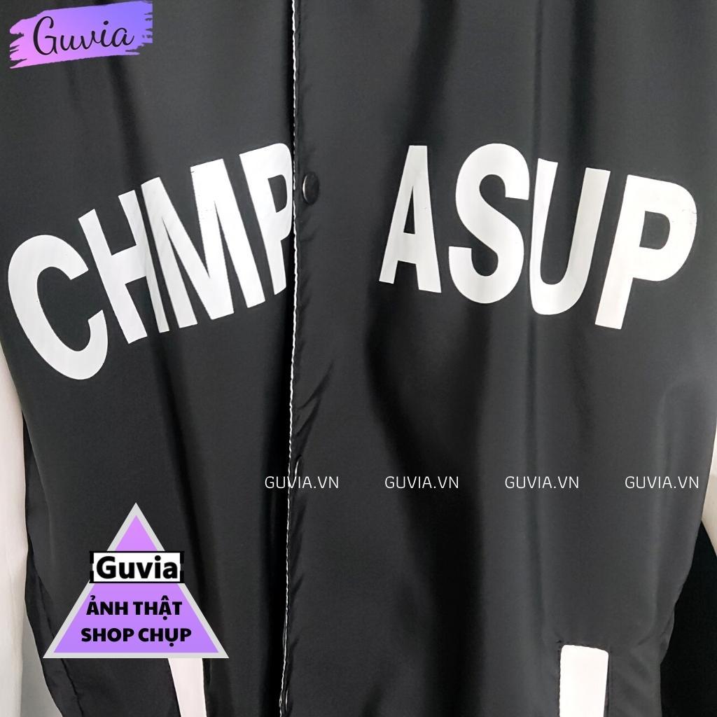 Áo Khoác Dù CHỮ CHMP.ASUP 2 Lớp Form Rộng Nam Nữ Unisex, Áo Gió Bomber Chống Nắng Ulzzang