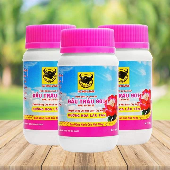 Phân bón dưỡng hoa lâu tàn Đầu Trâu 901 hũ 100g