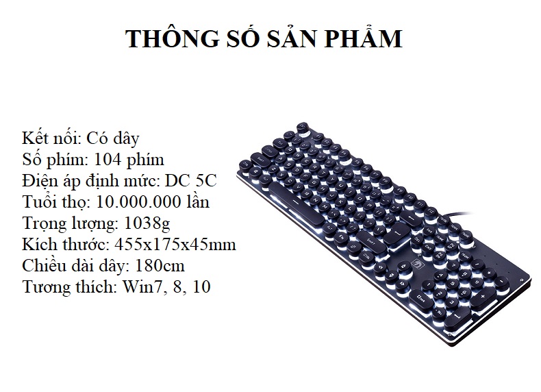 Bàn Phím Có Dây Cao Cấp -K-100- Dành Cho Học Sinh, Sinh Viên, Văn Phòng Có Đèn Led - Hàng Nhập Khẩu