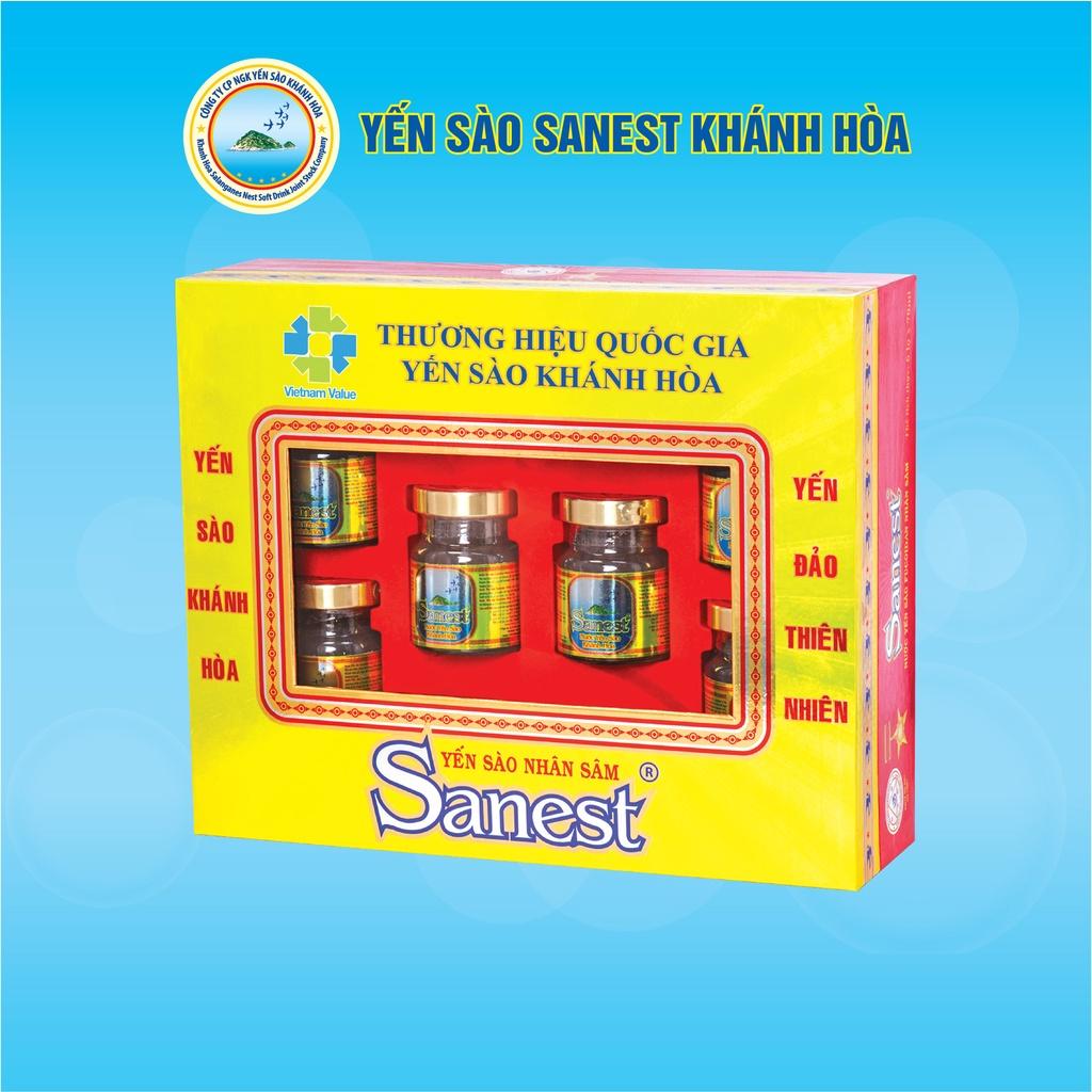 [Hộp 6 lọ] Nước Yến sào Khánh Hòa Sanest Fucoidan Nhân sâm đóng lọ 70ml - 700