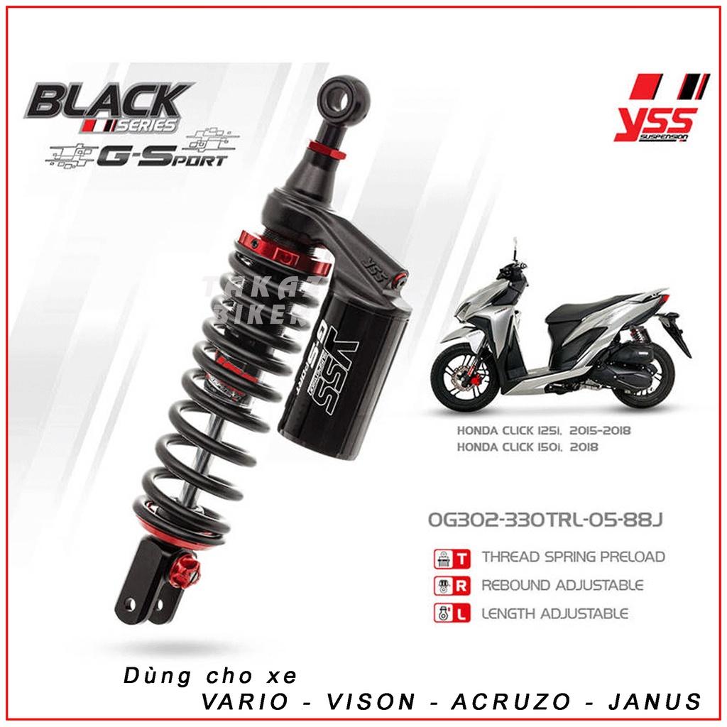 PHUỘC YSS G-SPORT SMOOTH Click-Vario-Vision-Lead-Acruzo-Janus-SH Mode  ( Lò xo Đen ) tặng kèm lò xo phụ ( mềm hơn )