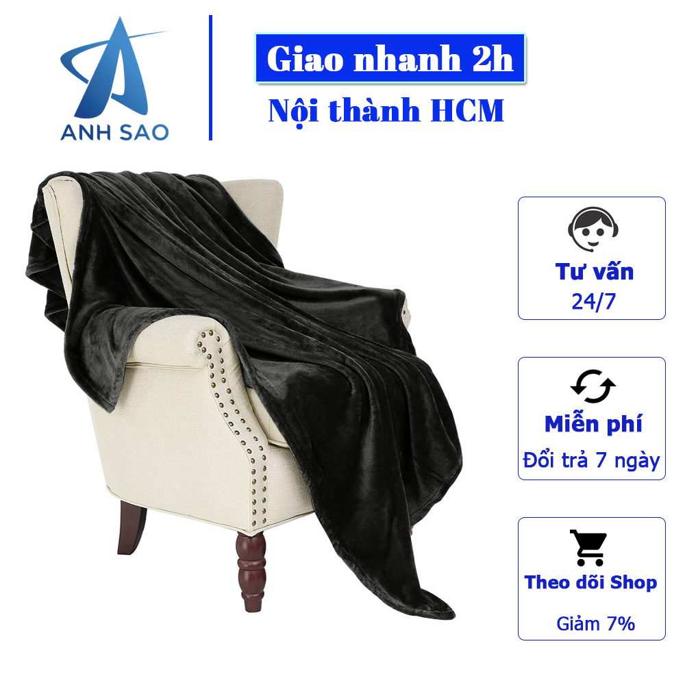 Mền lông cừu Thái Lan màu đen cao cấp A 1m8 x 2m - mềm mại, sang trọng, mang cảm giác ấm áp cho gia đình