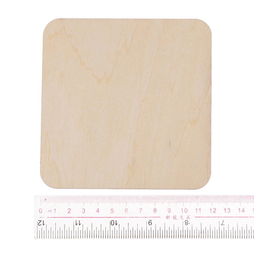 25x Wooden Coaster Plain Wood Craft Blank Square Unfinished Plaque DIY Craft
