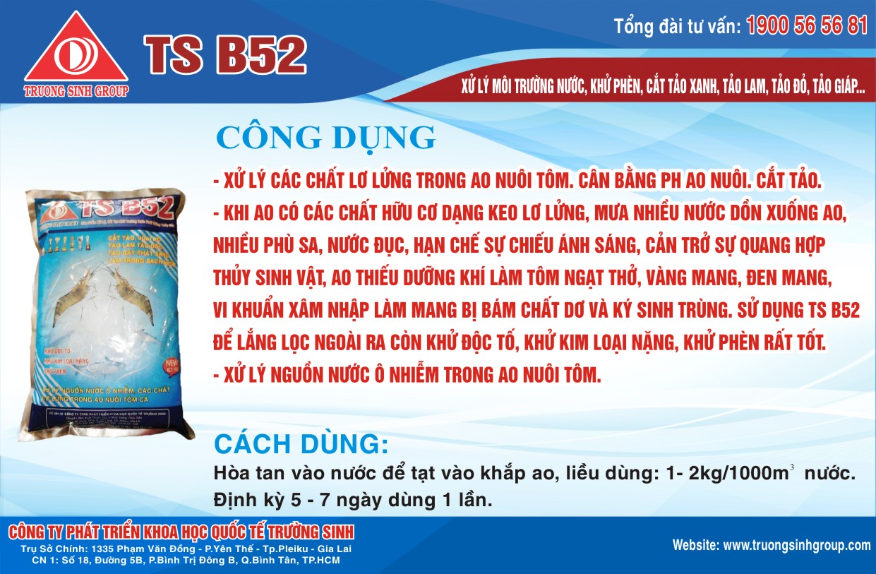 Xử lý môi trường nước ao nuôi tôm, cắt tảo, khử phèn, gói 1kg.