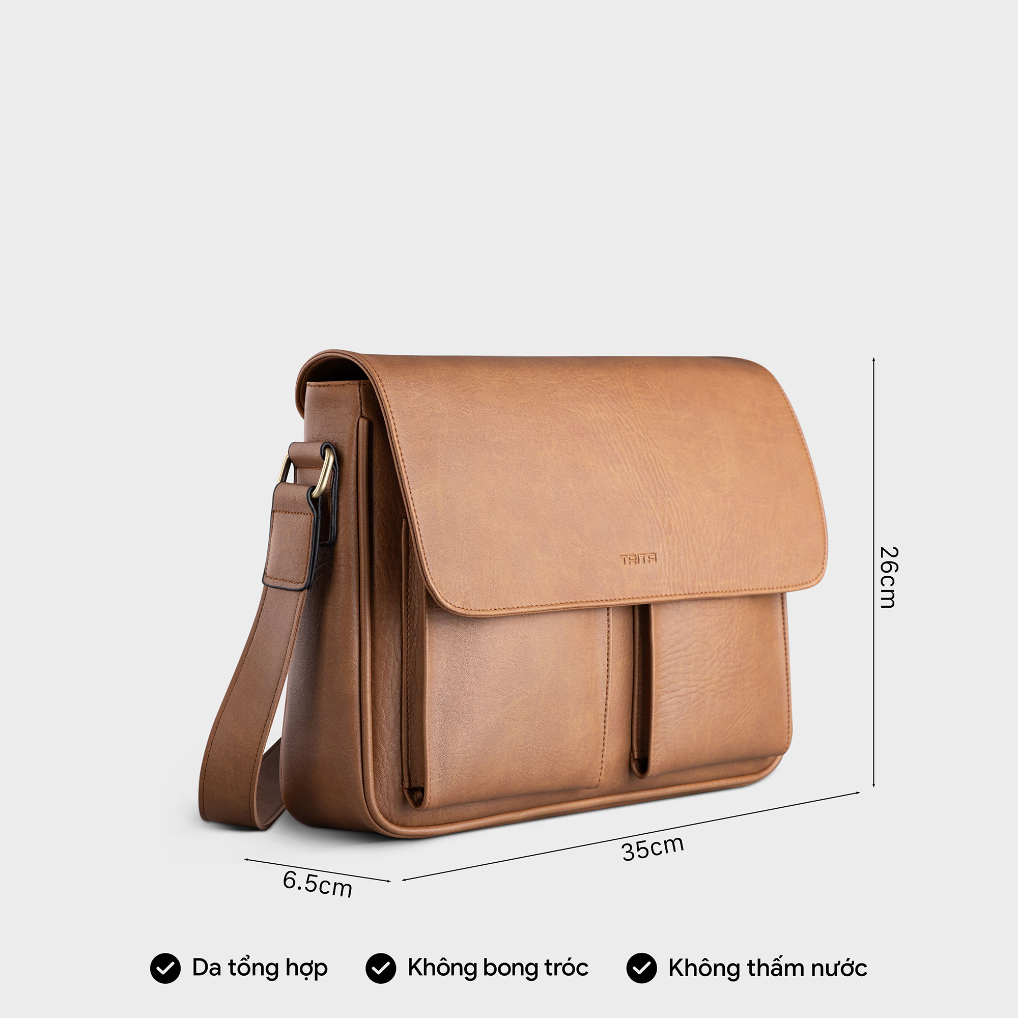 Túi Trita ( Thời trang nam dáng ngang phối ngăn đôi - Túi đeo chéo da RTN6 )