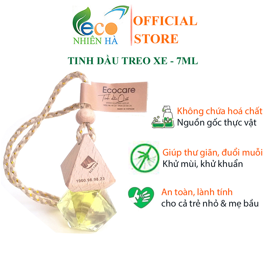 Tinh dầu thiên nhiên ECOCARE 7ml tinh dầu treo xe nguyên chất, khử mùi khử khuẩn, an toàn lành tính