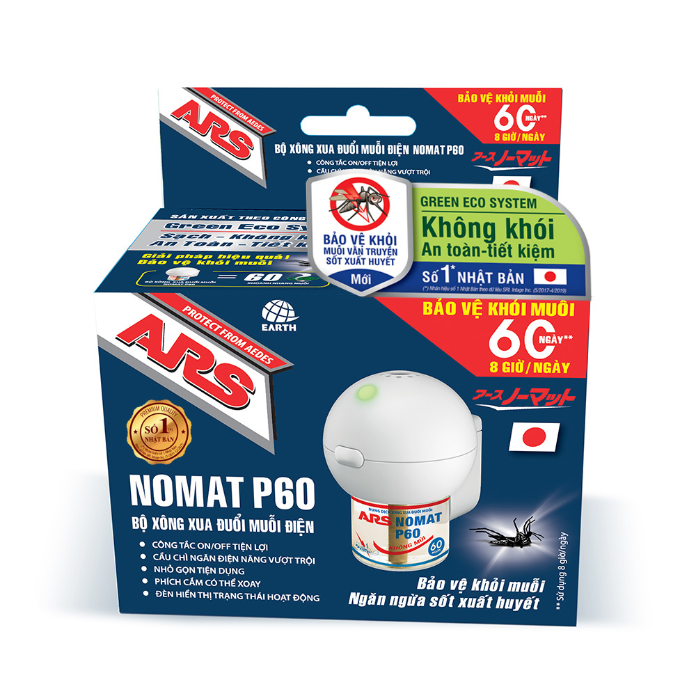 Bộ dung dịch máy xông xua đuổi muỗi điện ARS Nomat P60