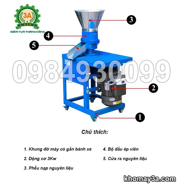 Máy ép cám viên hộ gia đình 3A3Kw - Hàng Chính Hãng