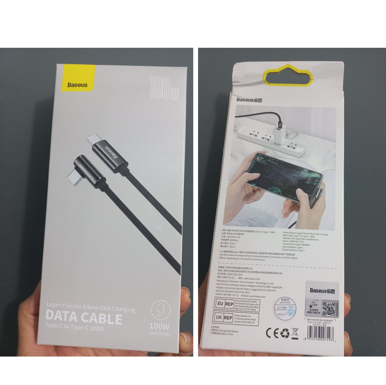 [C to C] Dây sạc nhanh 2 đầu type C 100W đầu chữ L chống gãy cho laptop máy tính bảng đt Baseus Legendary _ Hàng chính hãng