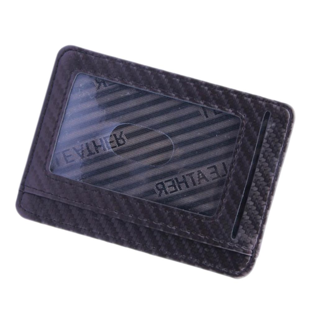 Mens Slim Leather Card Holder Front Pocket Wallet Change Coin Purse Black