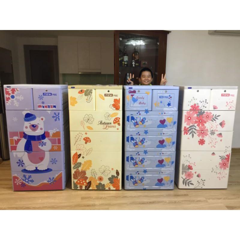 Tủ Nhựa 5 Tầng 6 Ngăn Mina (60 x 48 x 124 cm) Nguyên Thùng Chưa Lắp