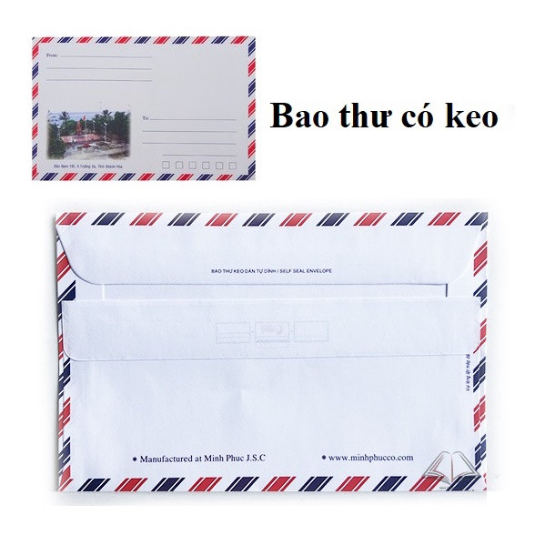 Bao Thư Sọc Có Keo - Bao Thư Dân Sự Bưu Điện Có Keo (Xấp 20 cái)