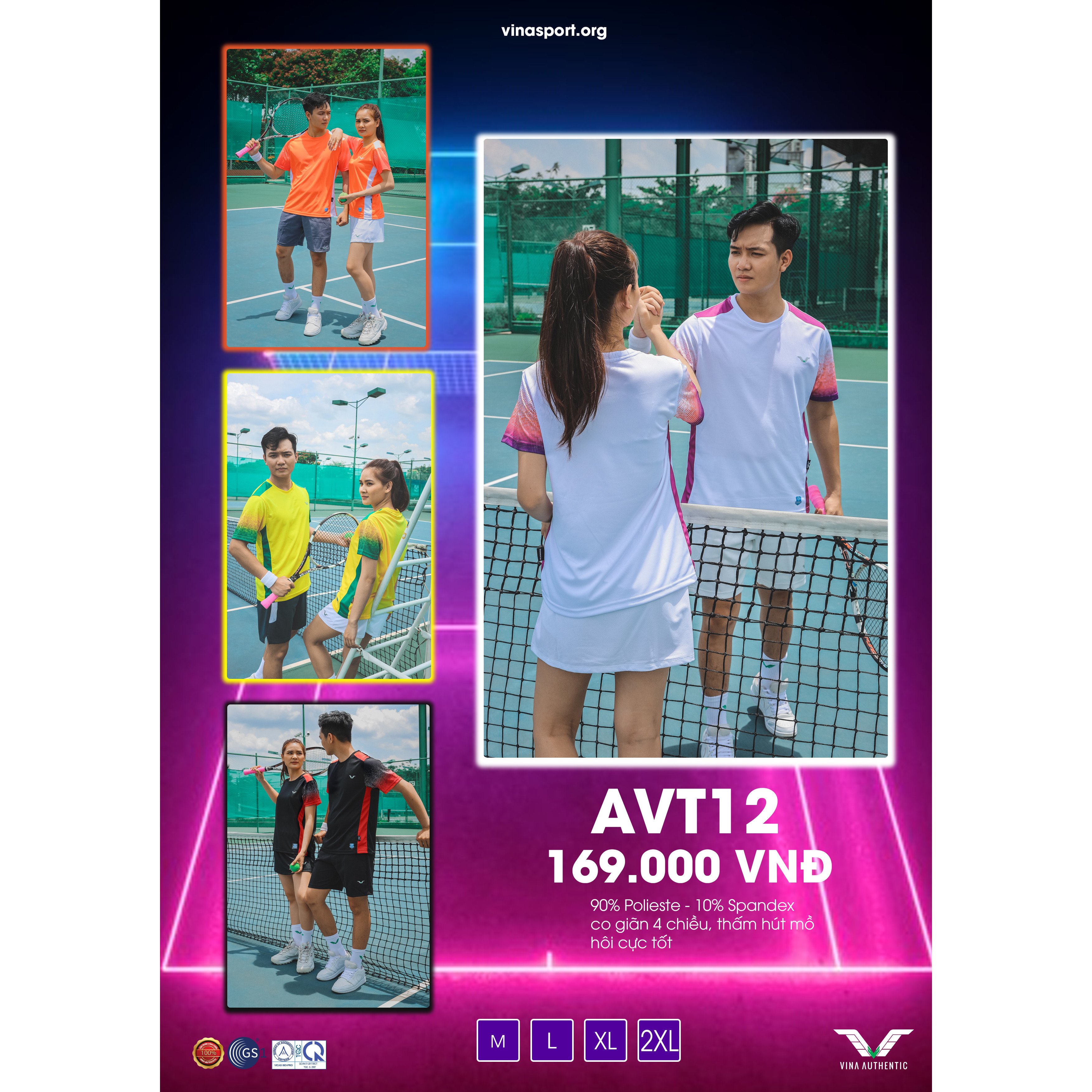 Áo COUPLE THỂ THAO TENNIS AVT12 nam nữ, áo fỏm đẹp, chất lượng, thấm hút mồ hôi