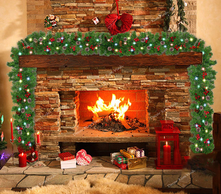 Dây Lá Thông Gắn Đèn B15 Trang Trí Giáng Sinh Noel