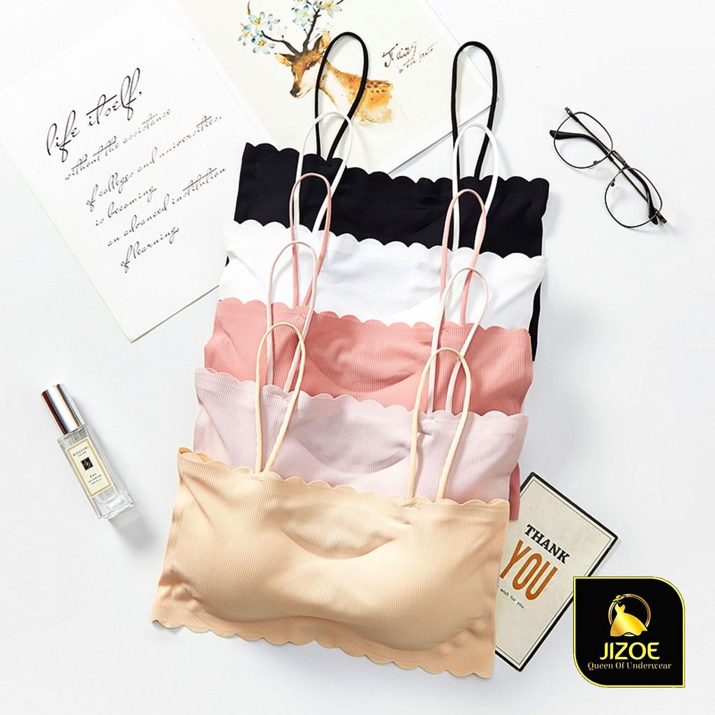 Áo Bra nữ quây hai dây Hàn Quốc cài sau gân tăm thông hơi thoáng mát co giãn nâng ngực Sexy gợi cảm JIZOE ALT59